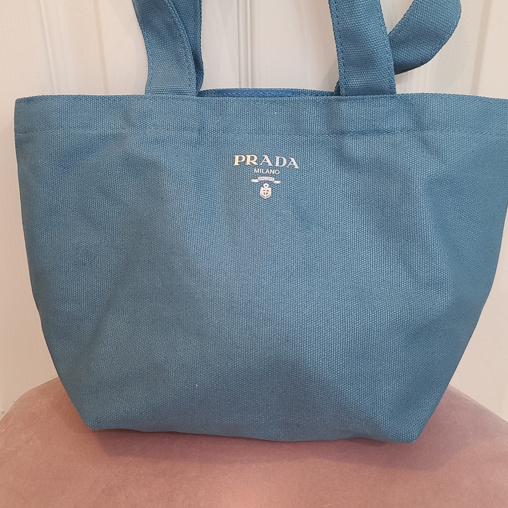 Prada Blue Tote with Minimalist Design